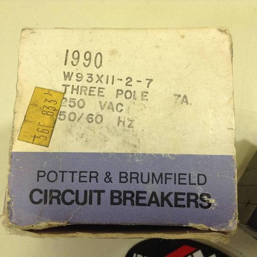 POTTER BRUMFIELD 7 Amp Circuit Breaker W93XII-2-7 #75626