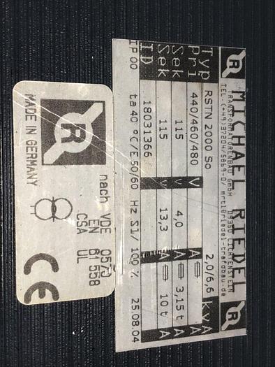 Used MICHAEL RIEDEL Transformer RSTN 2000 SO #138241