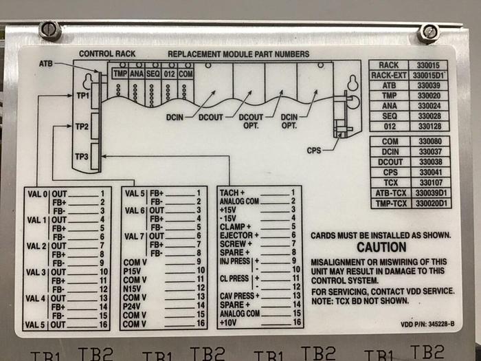 Used VAN DORN Control Rack 9 Slot 345228-B Used