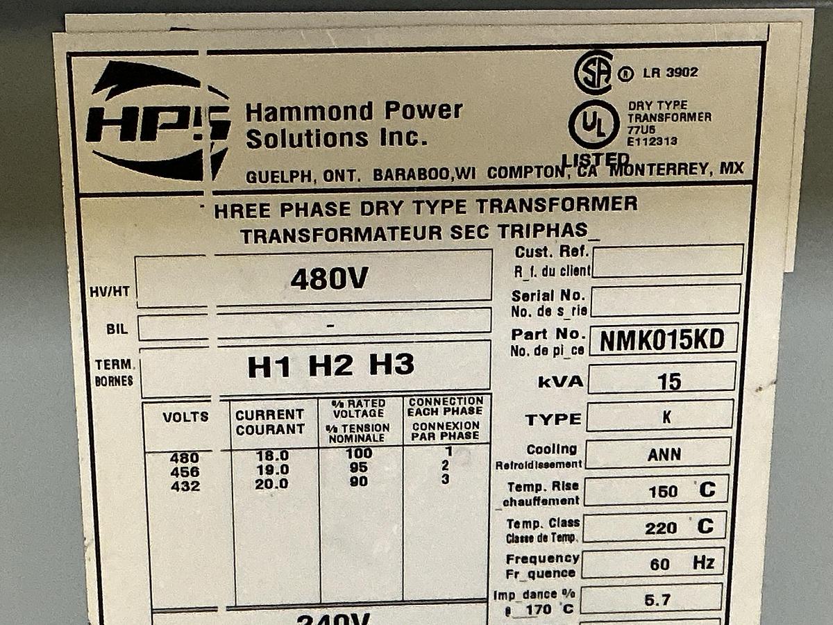 Used HAMMOND POWER SOLUTIONS NMK015KD