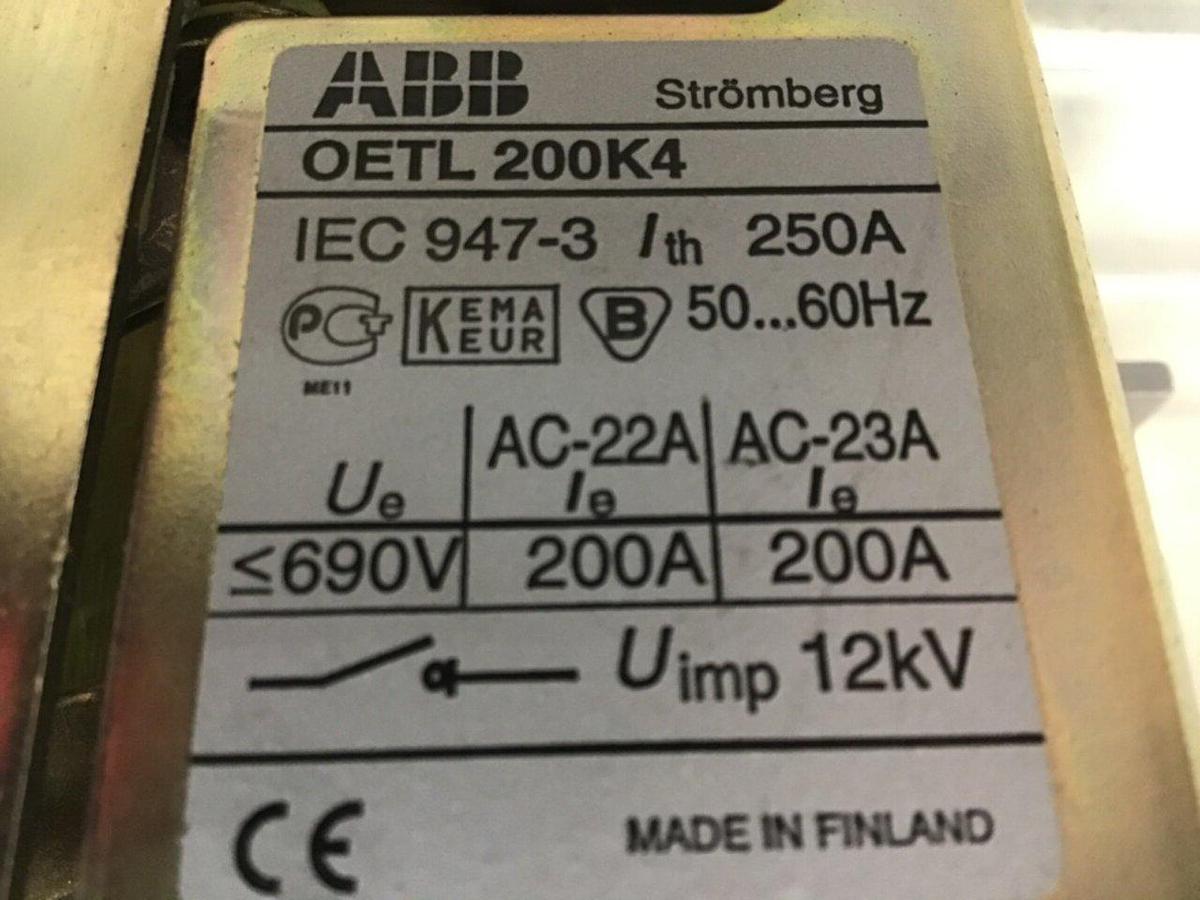 Used ABB Load Break Disconnct Switch OETL 200K4 USED