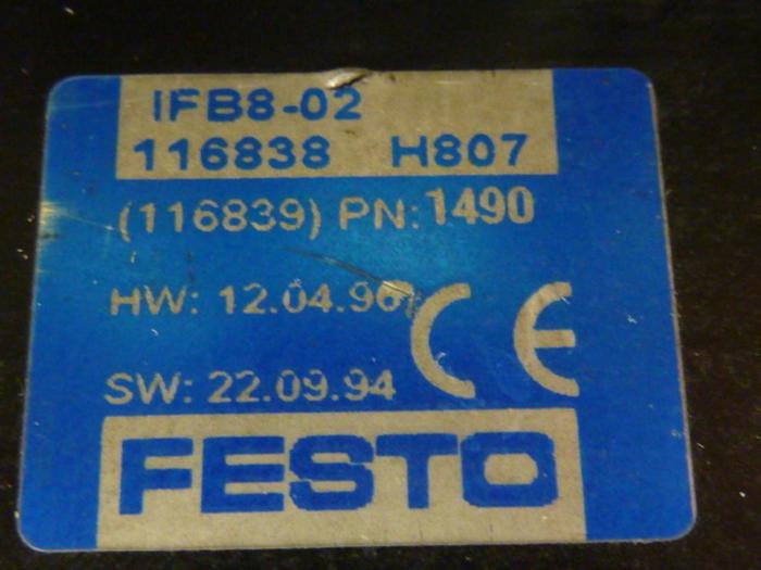 Used FESTO Control Block / Valve Terminal IFB8-02 #52850