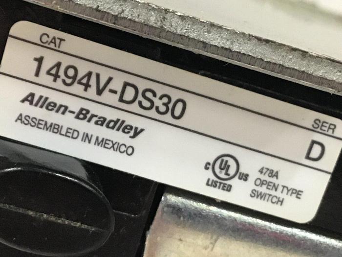 Used ALLEN BRADLEY Line Terminal Guard Disconnect 1494V-DS30 SER D #132420