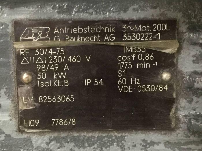 Used ANTRIEBSTECHNIK 40 HP Motor RF 30/4-75 Used