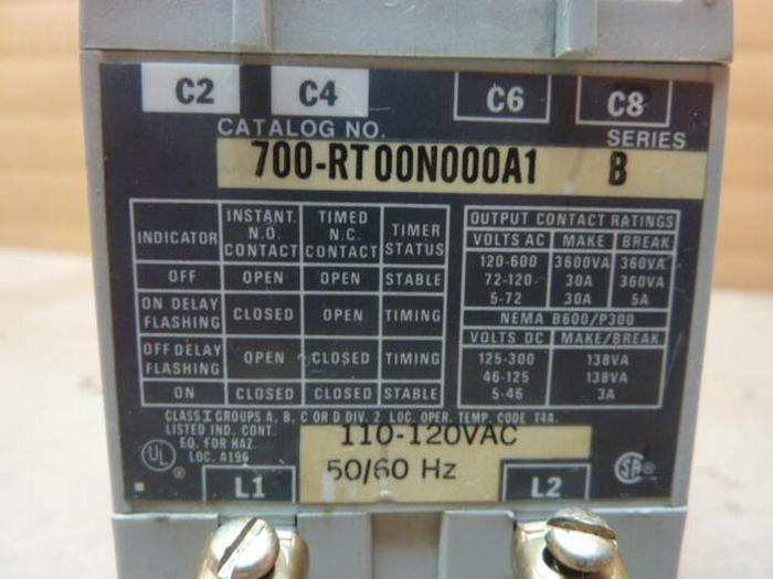 Used ALLEN BRADLEY Relay 700-RT00N000A1 SER B #31112