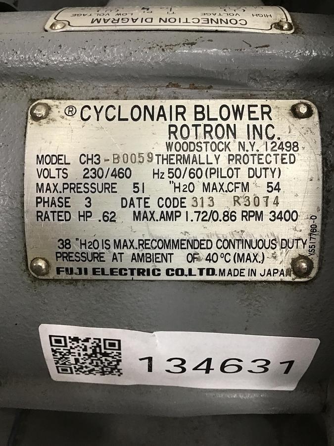 Used FUJI ELECTRIC CH3-B0059 Blower Used #134631