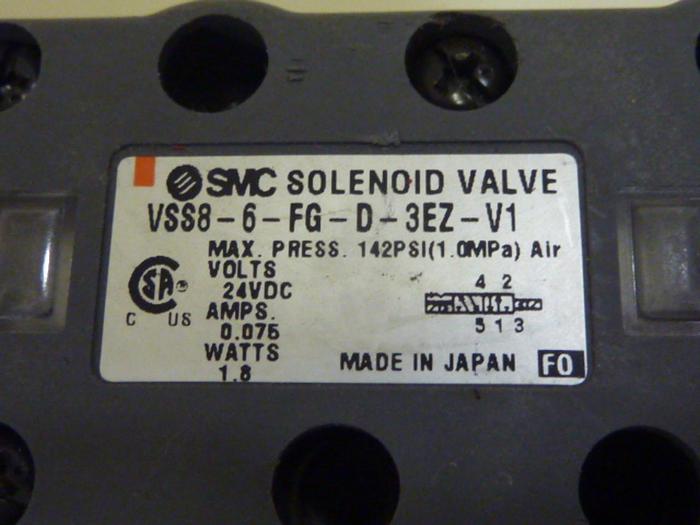 Used SMC Solenoid Valve VSS8-6-FG-D-3EZ-V1 #66870