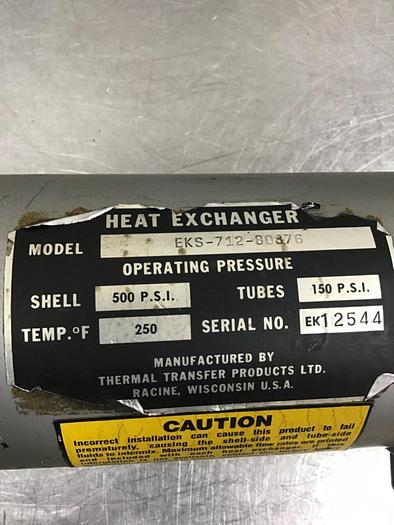 Used THERMAL TRANSFER Heat Exchanger EKS-712-80876 #136000