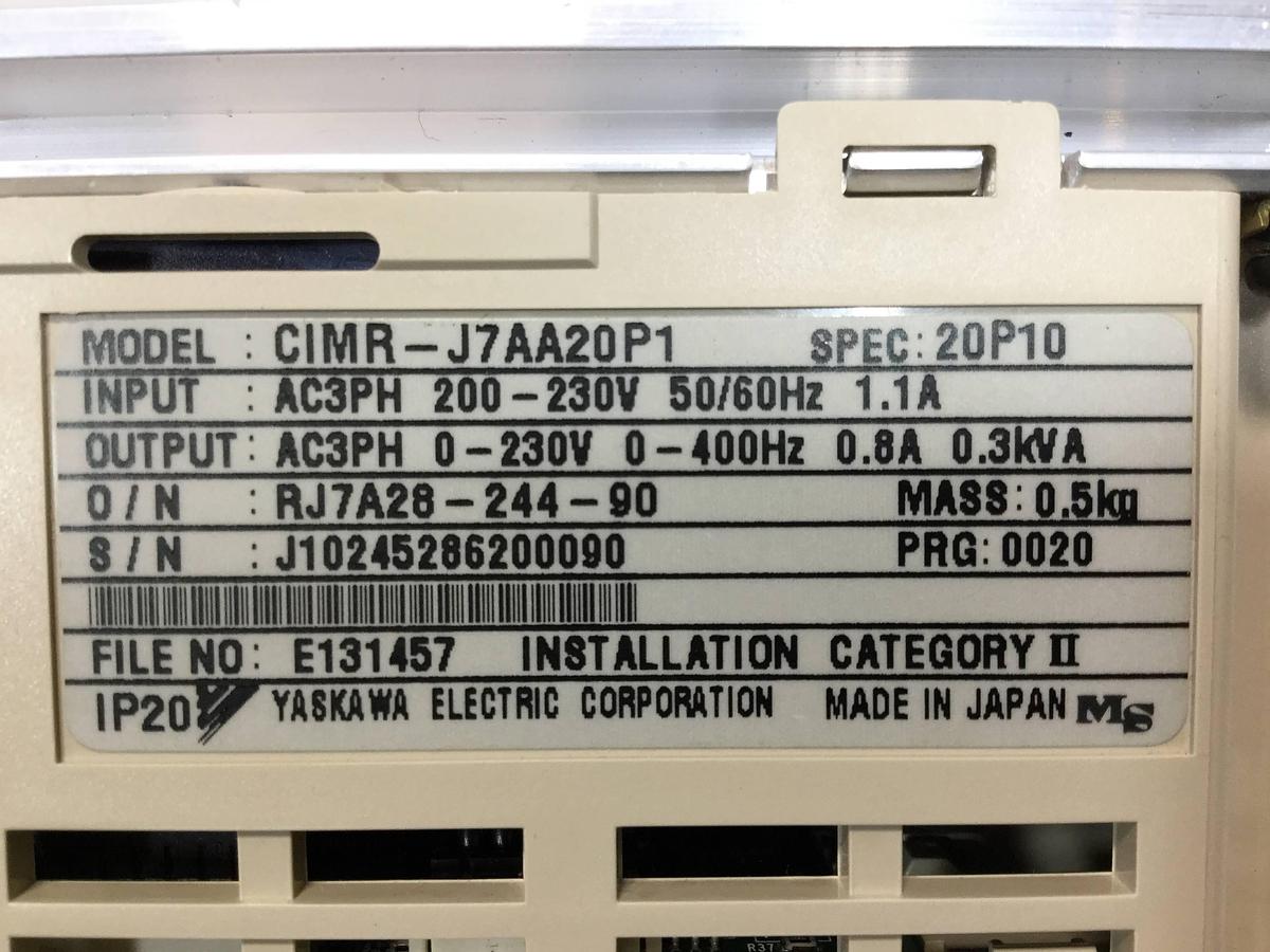 Used YASKAWA VS Mini J7 Inverter CIMR-J7AA20P1 USED