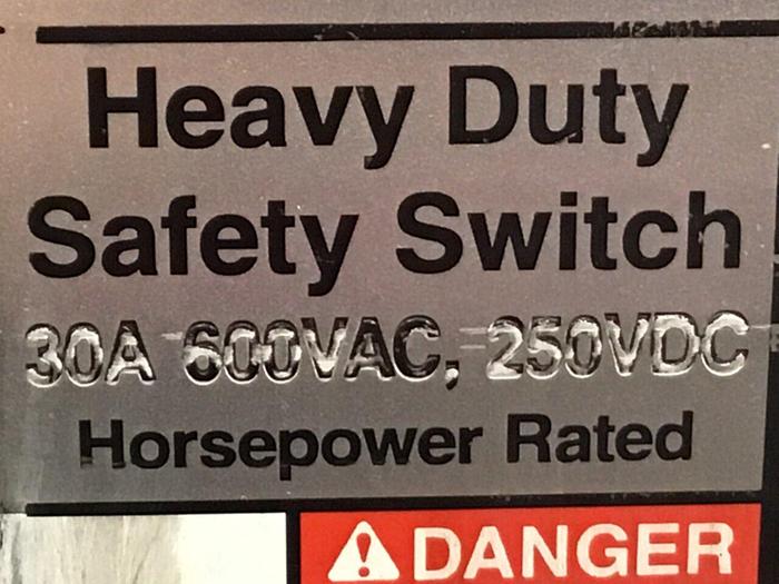 Used SIEMENS 30 Amp Disconnect Switch HF361 #120460