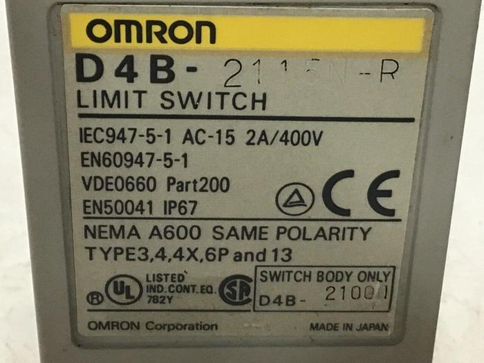 Used OMRON Limit Switch D4B-2115N-R #121534