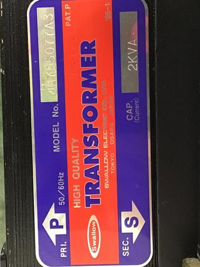 Used SWALLOW ELECTRIC CO. 2 KVA Transformer JA795077A3 #117736