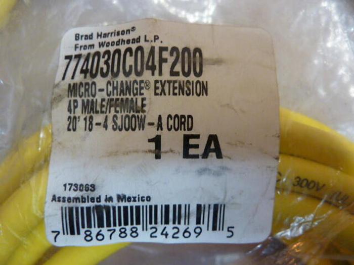 BRAD HARRISON / WOODHEAD Cable 774030C04F200 #29792