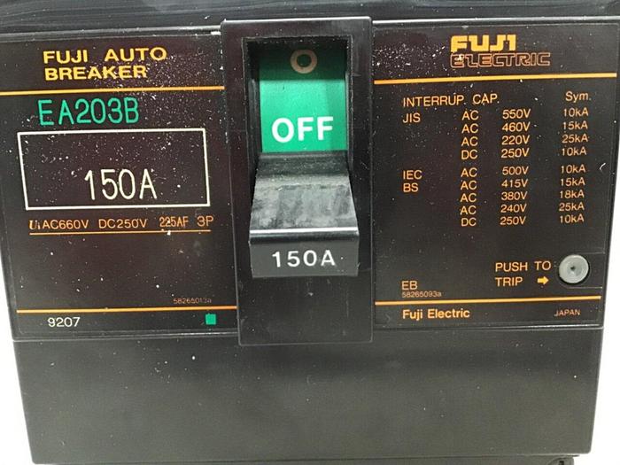 Used FUJI ELECTRIC 150 Amp Circuit Breaker EA203B-150 Used