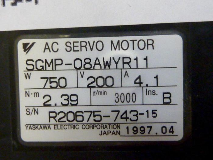 Used YASKAWA AC Servo Motor SGMP-08AWYR11 #65604