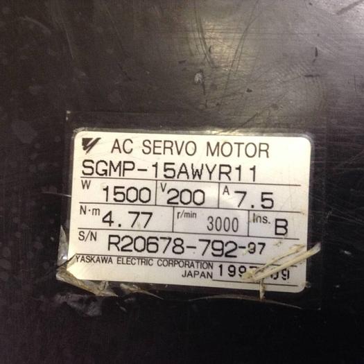 Used YASKAWA AC Servo Motor SGMP-15AWYR11 #73590