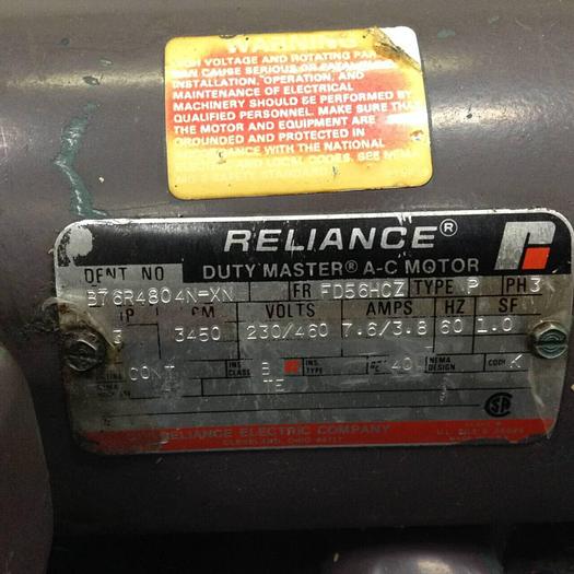 Used RELIANCE ELECTRIC 3 HP AC Motor B76R4804N-XN #75136