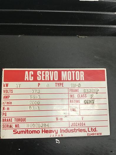 Used SUMITOMO 23 HP AC Servo Motor JIS C 4004 23 HP Used