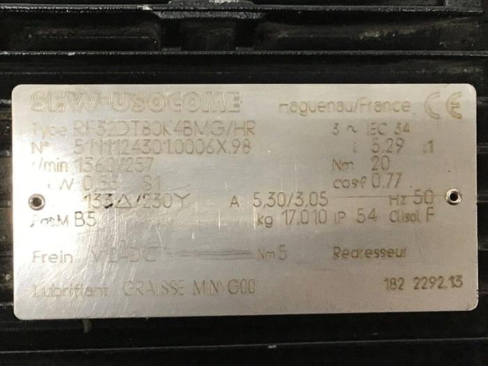 Used SEW USOCOME Servo Motor RF32DT80K4/BMG/HR #120388