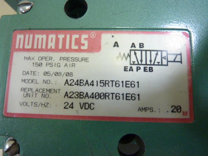 Used NUMATICS Control Block w/ Valves A24BA415RT61E61 #60118