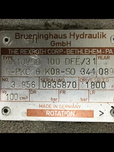 Used BRUENINGHAUS HYDRAULIK Hydraulic Pump AA10VS0100DFE #107211