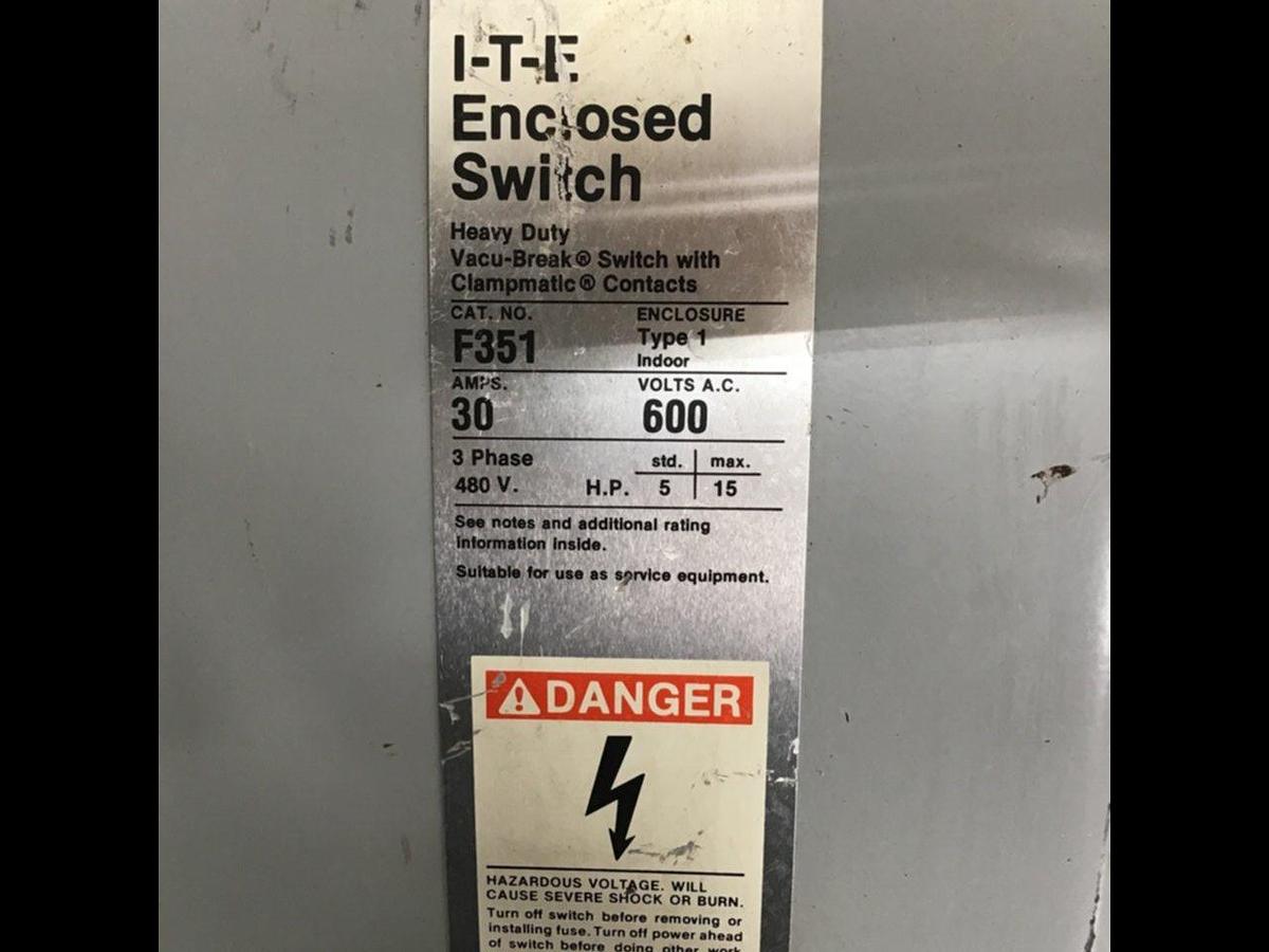 Used SIEMENS 30 Amp ITE Heavy Duty Vacu-Break F-351 USED