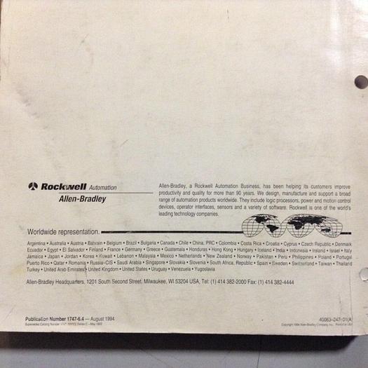 Used ALLEN BRADLEY User Manual 177-6.4 #70952