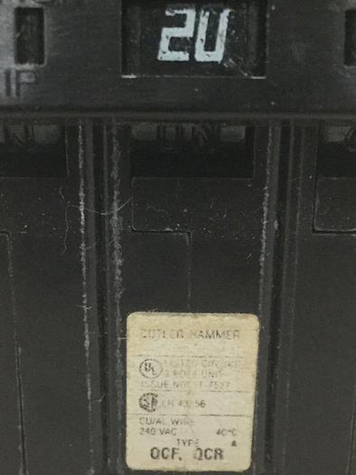 Used CUTLER HAMMER 20 Amp Circuit Breaker QCFQCR120 #105346