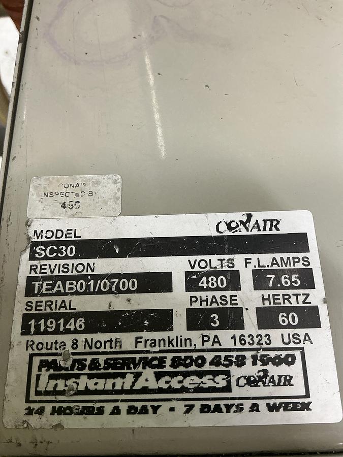 Used Conair SC-30 Desiccant Dryer USED