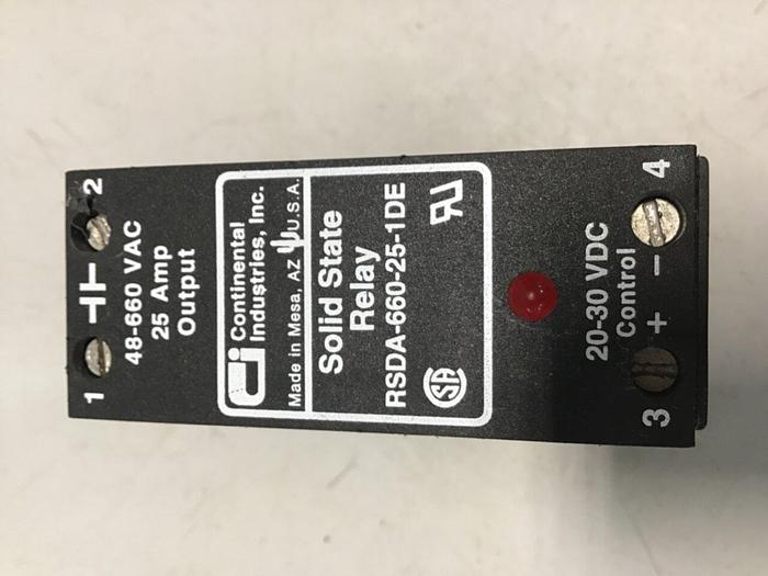 Used CONTINENTAL INDUSTRIES Solid State Relay RSDA-660-25-1DE #138141