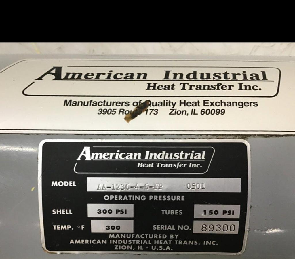 Used AMERICAN INDUSTRIAL Heat Exchanger AA-1236-4-6-FP 0501 USED