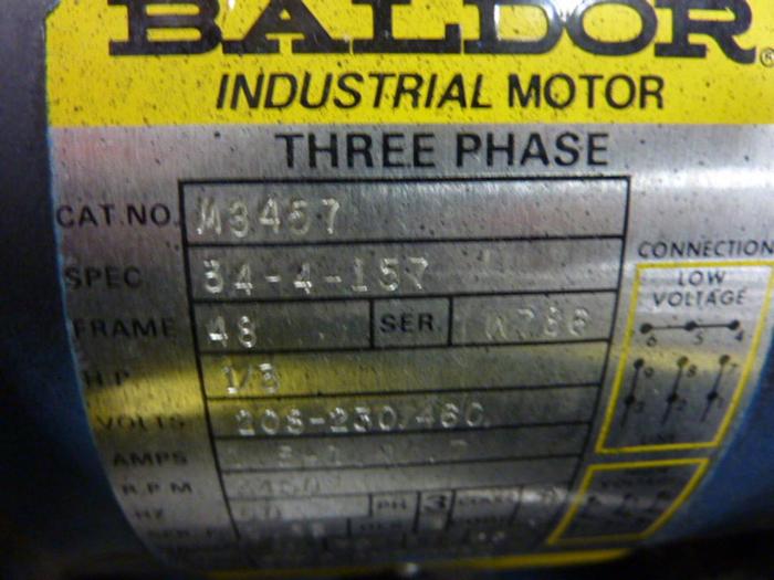 Used BALDOR .33 HP AC Motor M3457 #65854