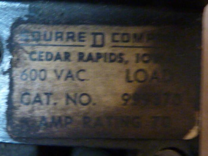 Used SQUARE D 70 Amp Circuit Breaker 999370 #28450