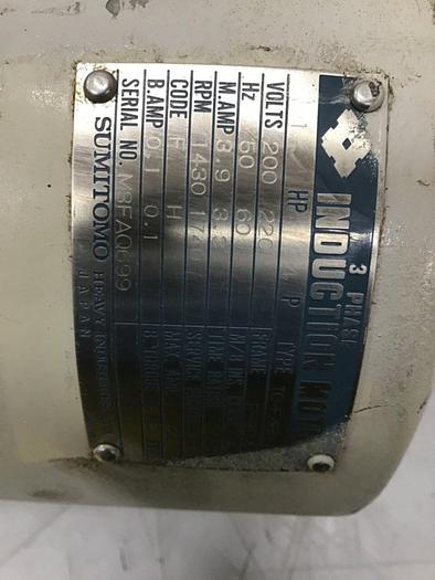Used SUMITOMO 1 HP Induction Motor TC-F/FB-1 #134896