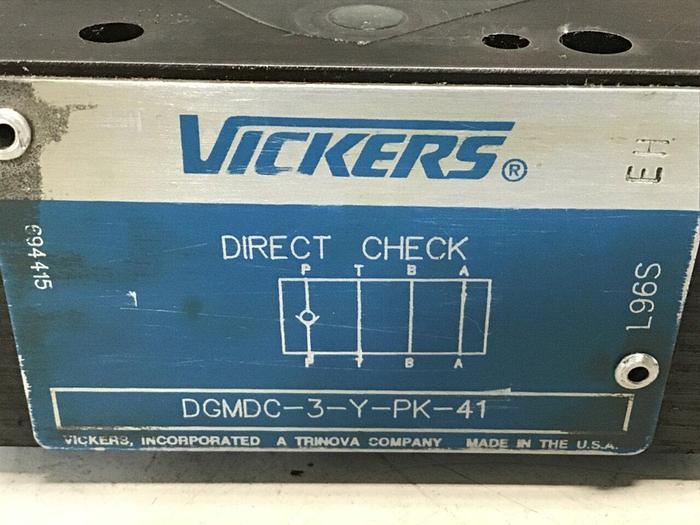 Used VICKERS Check Valve DGMDC 3 Y PK 41 #115825