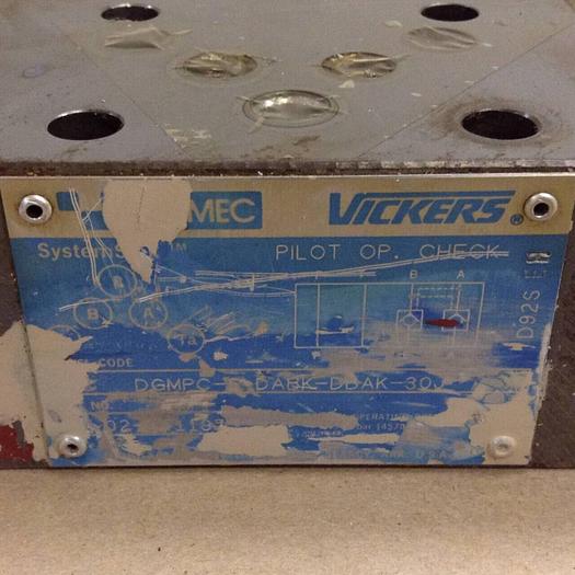 Used VICKERS Check Valve DGMPC5DABKDBAK30J #78650