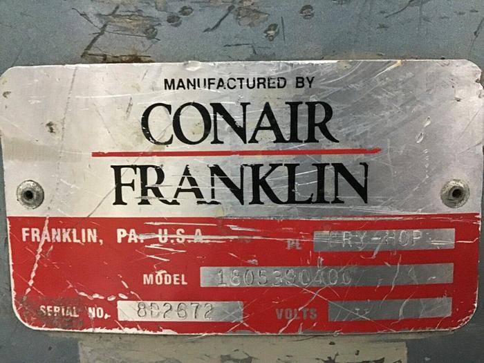 Used CONAIR FRANKLIN 735 LB Capacity Drying Hopper w/ Shutoff 1805390400 Used