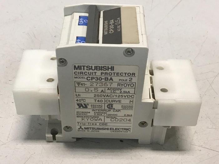 Used MITSUBISHI 0.5 Amp Circuit Protector CP30-BA-2P-0.5A #103612
