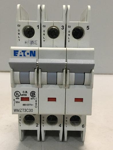 Used EATON CORPORATION 30 Amp Circuit Breaker WMZT3C30 #104036
