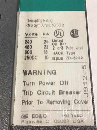 Used GENERAL ELECTRIC / GE 125 Amp Circuit Breaker TFJ236125WL USED