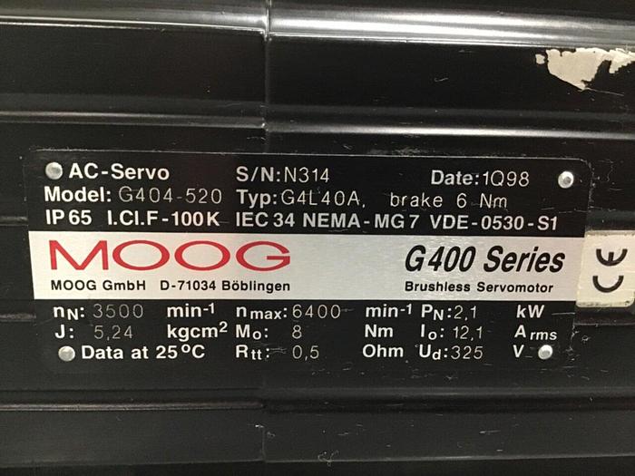 Used MOOG Brushless Servo Motor G404-520 Used