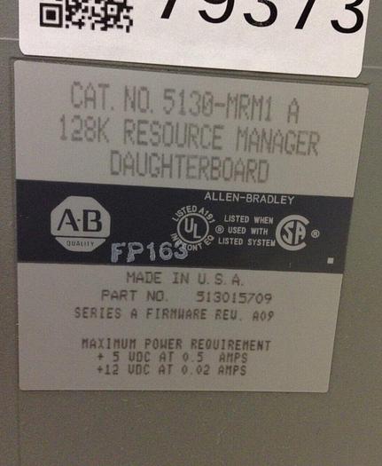 Used ALLEN BRADLEY 128K Resource Manager Daughterboard 5130-MRM1 SER A #79373