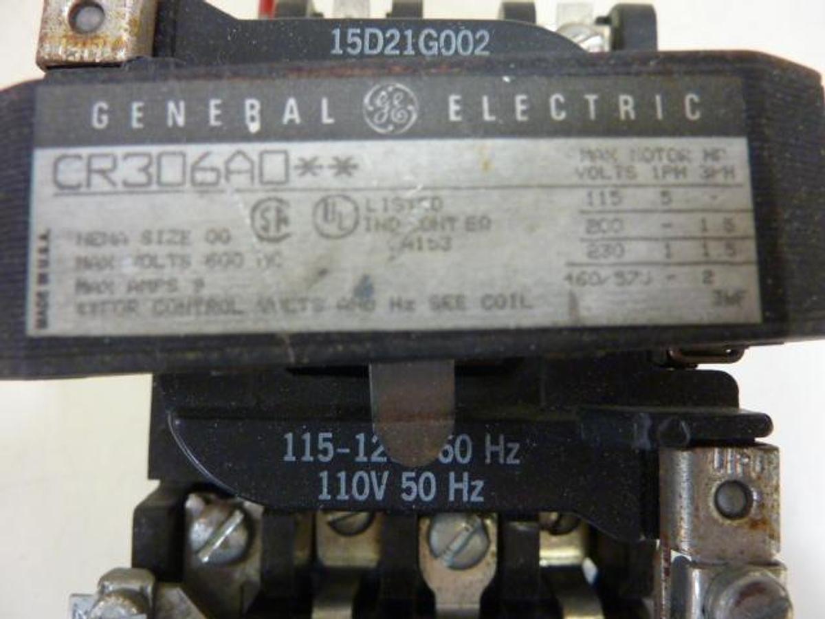 Used GENERAL ELECTRIC (G.E.) Motor Starter Size 00 CR306A0 USED