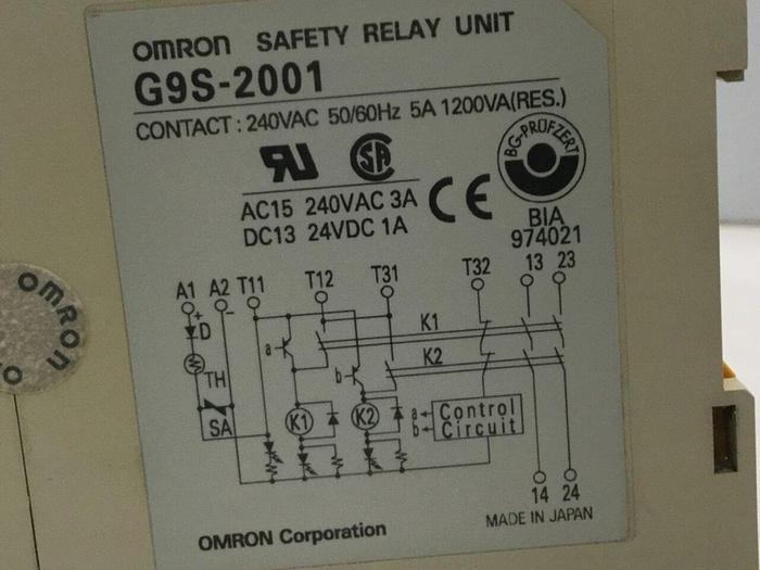 Used OMRON Safety Relay G9S-2001 #103970