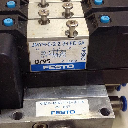 Used FESTO Control Block w/ Valves VIMP-MINI-1/8-8-SA #70609