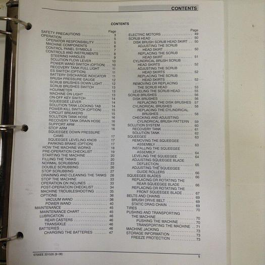 Used TENNANT Operator Manual 5700EE 331535 #70969