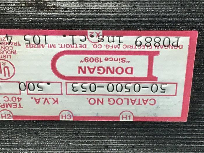 Used DONGAN .500 KVA Transformer 50-0500-053 #127381