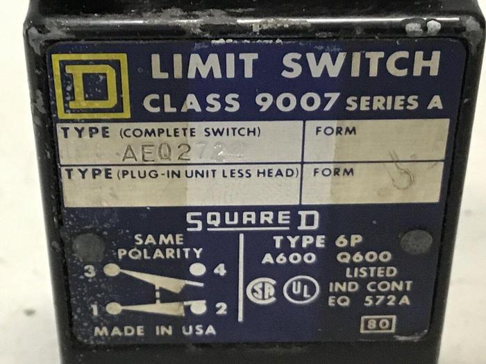 Used SQUARE D Limit Switch 9007-AEQ2724 Used #122133