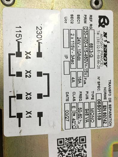 Used N ERGY 948 VA Transformer 6813-G #111064