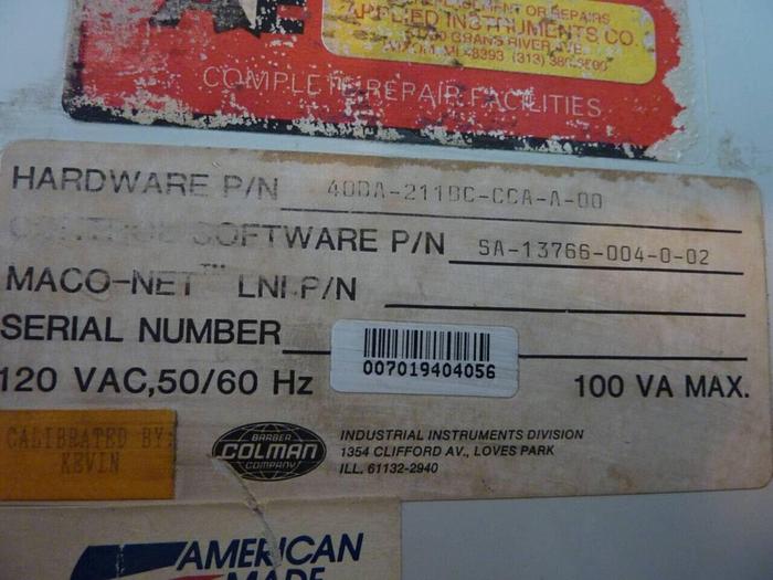 Used BARBER COLMAN Control Card Rack 40BA-211BC-CCA-A-00 Used